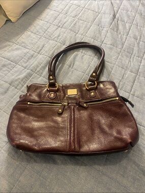 Baci Leather  Satchel Tote Bag - Deep Burgundy